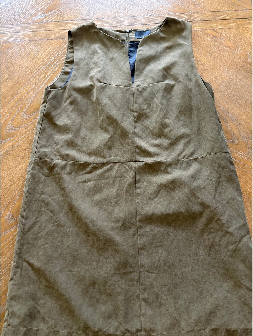 Lumiere Olive Green Suede Sleeveless Dress Size L